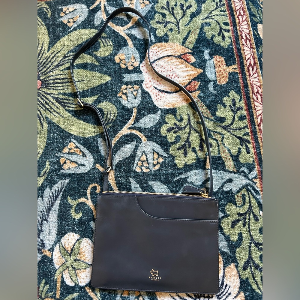 Radley London Navy Leather Crossbody Bag Gold hardware